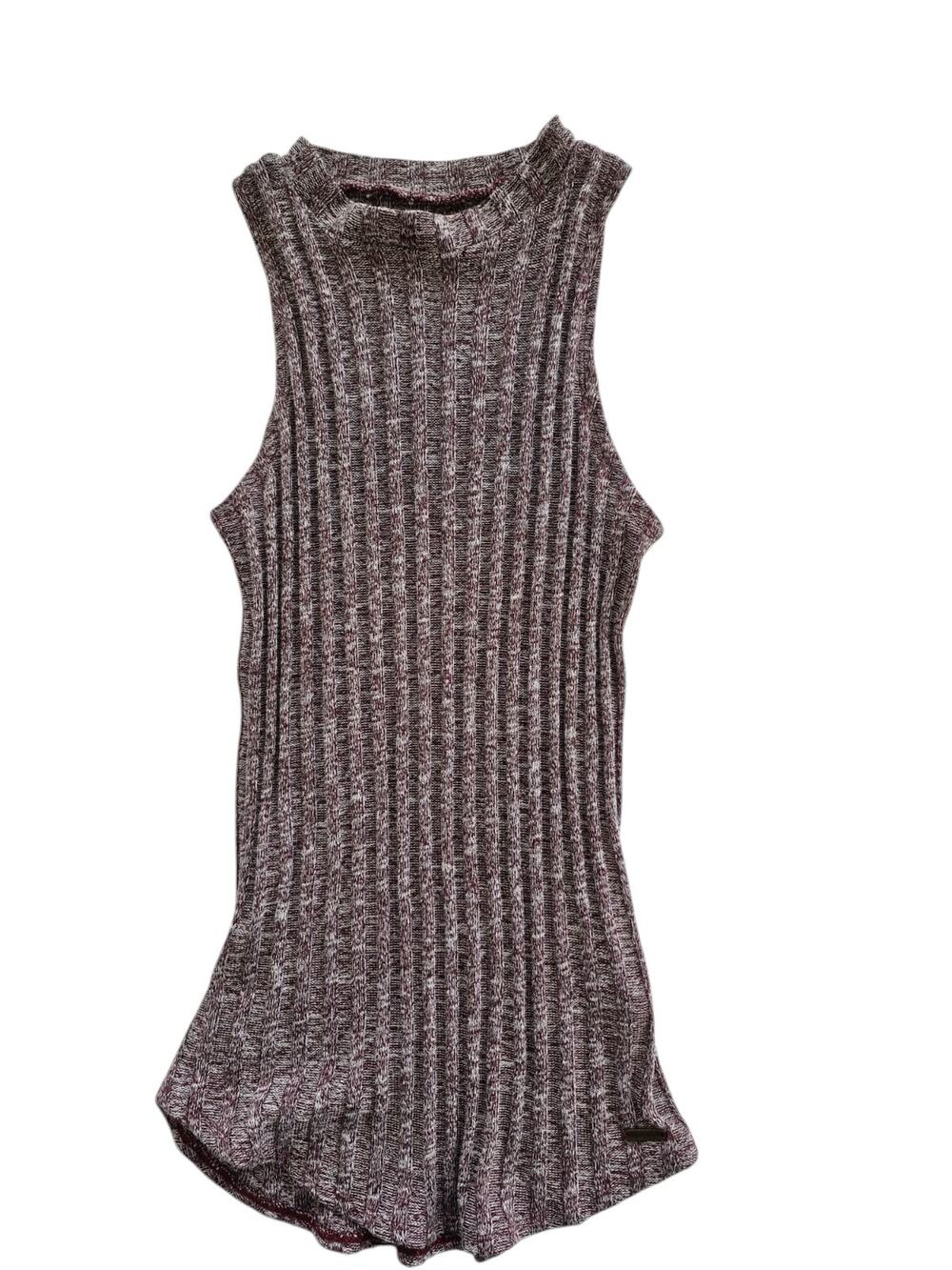 Hollister Womens Y2K Ribbed Preppy Tank Sweater Sz S Sleeveless Maroon Heather